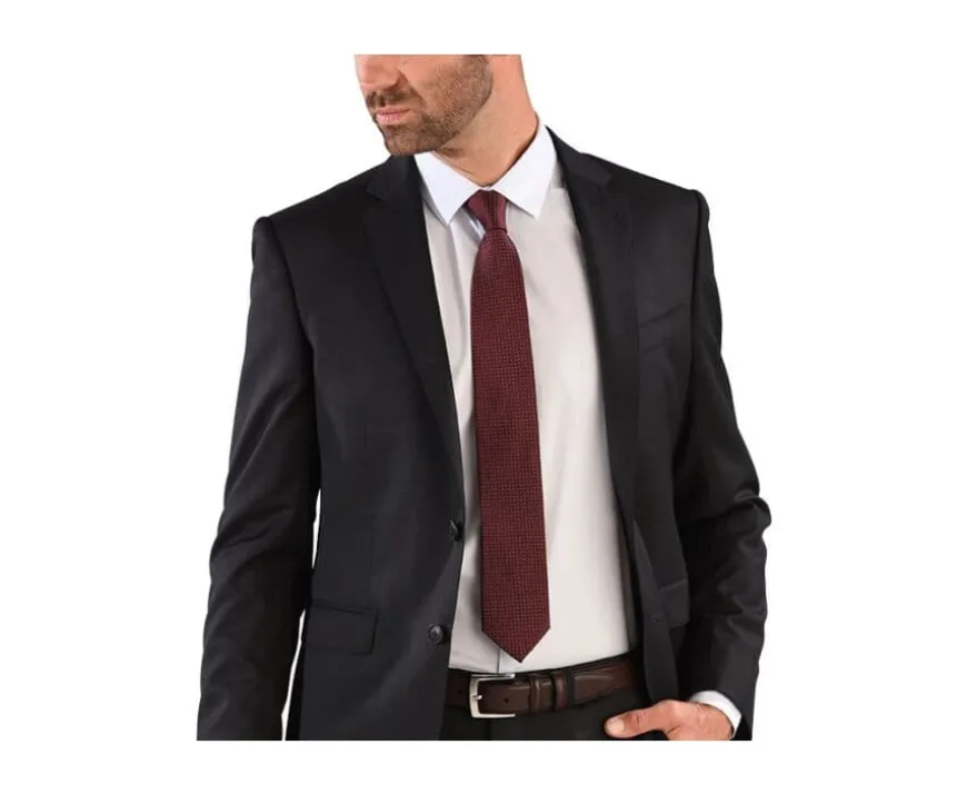 Corbata hombre de seda Burdeos micropuntos Azul Cielo-Bexley Shop
