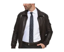 Corbata para hombre de seda Azul marino a rayas Celeste-Bexley Shop