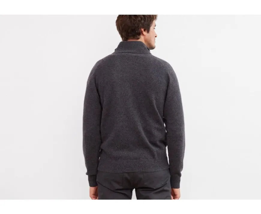 Cárdigan de lana hombre con cremallera Gris Antracita moteado Kane-Bexley Hot