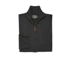 Cárdigan de lana hombre con cremallera Gris Antracita moteado Kane-Bexley Hot