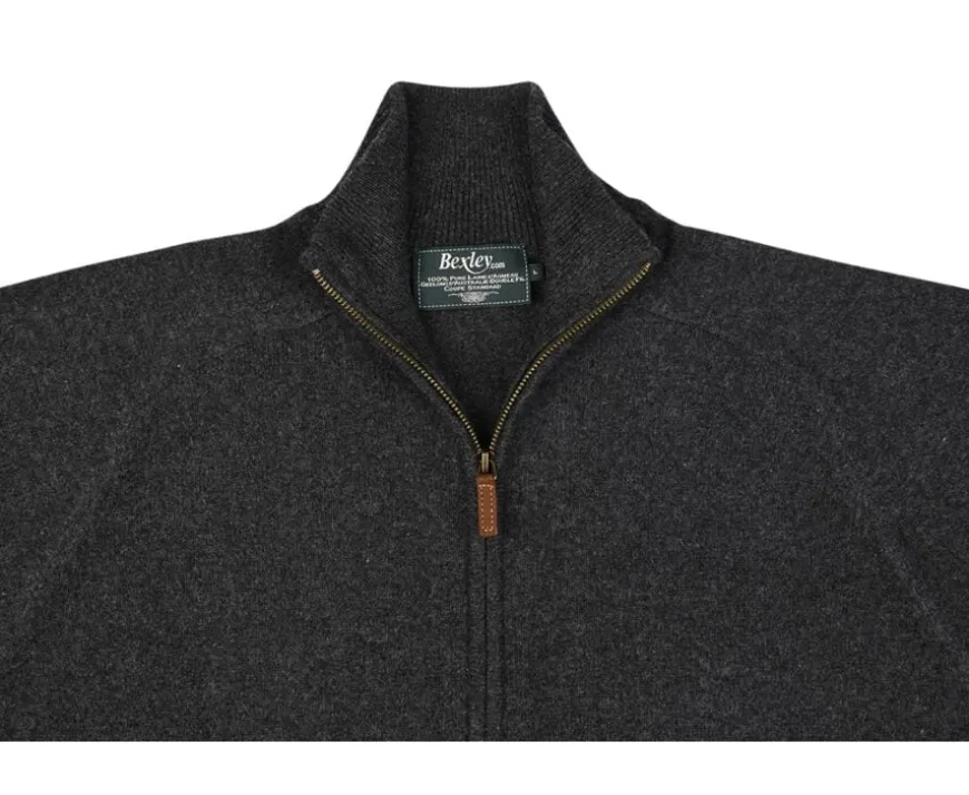 Cárdigan de lana hombre con cremallera Gris Antracita moteado Kane-Bexley Hot