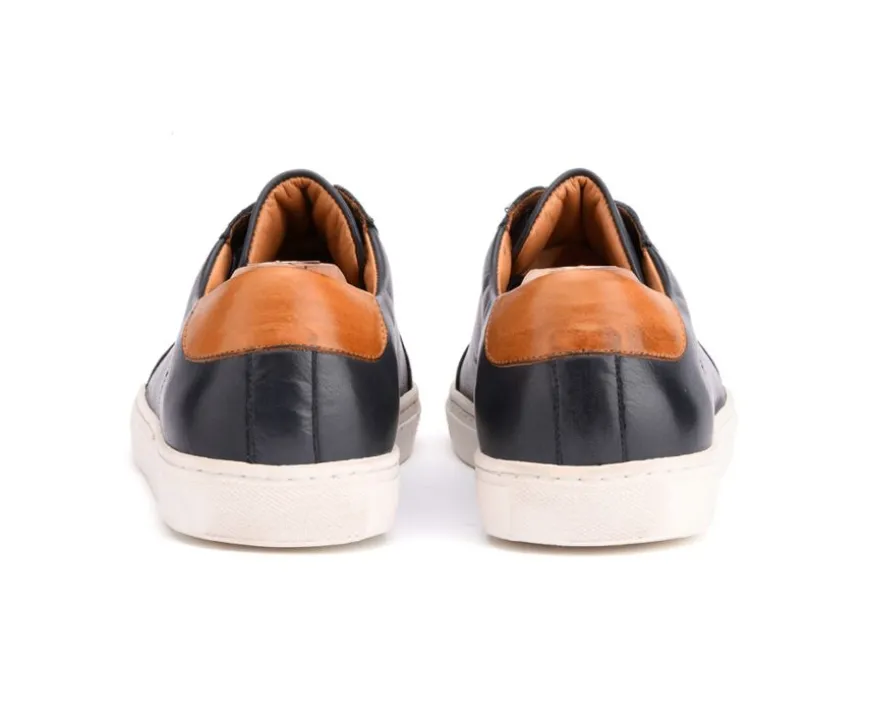 Deportivas hombre piel Navy patinado Inglewood-Bexley Clearance