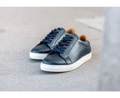 Deportivas hombre piel Navy patinado Inglewood-Bexley Clearance