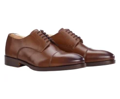 Derbies Castaño patinado de hombre con suela de cuero y goma de caucho Maywell Patin-Bexley Outlet