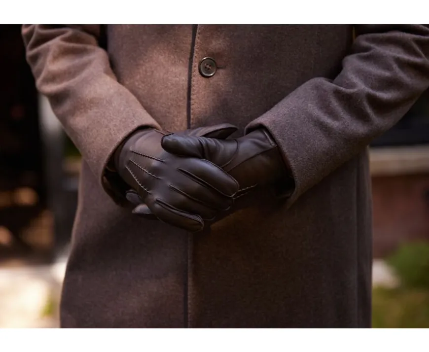 Guantes de hombre en piel de cordero Chocolate-Bexley Fashion