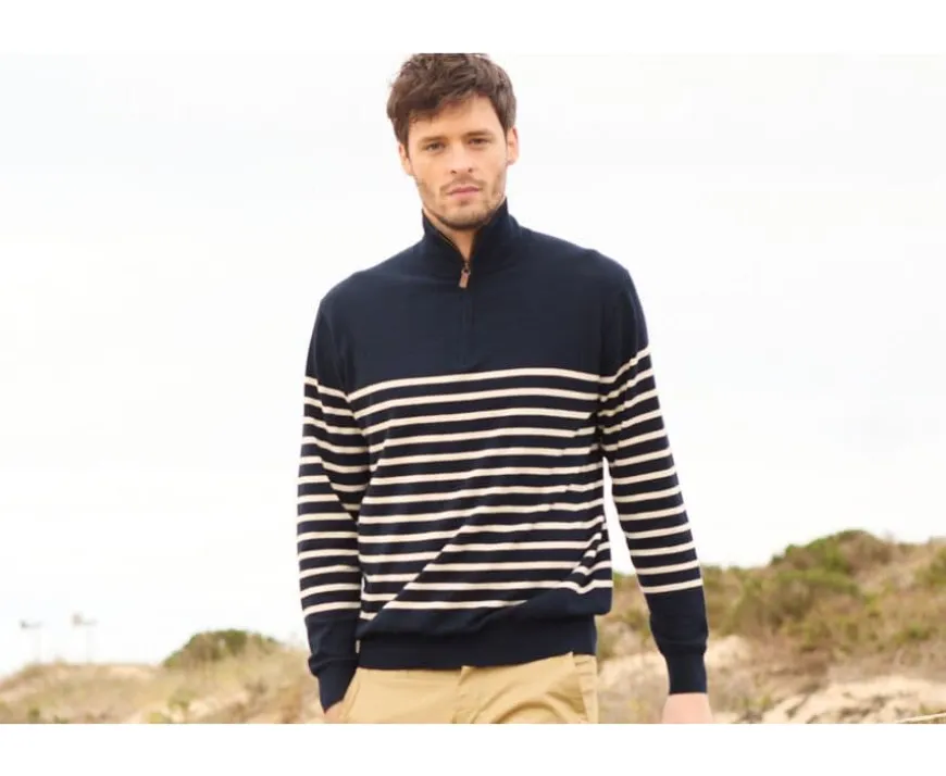 Jersey con cuello cremallera marinero para hombre Marino y Crudo Vladiac-Bexley Store