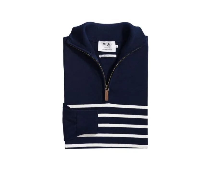 Jersey con cuello cremallera marinero para hombre Marino y Crudo Vladiac-Bexley Store
