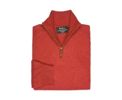 Jersey de hombre de lana con cuello con cremallera Rojo moteado Kenneth-Bexley Sale