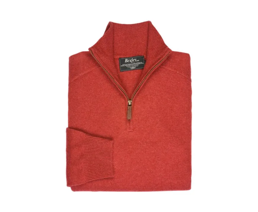 Jersey de hombre de lana con cuello con cremallera Rojo moteado Kenneth-Bexley Sale