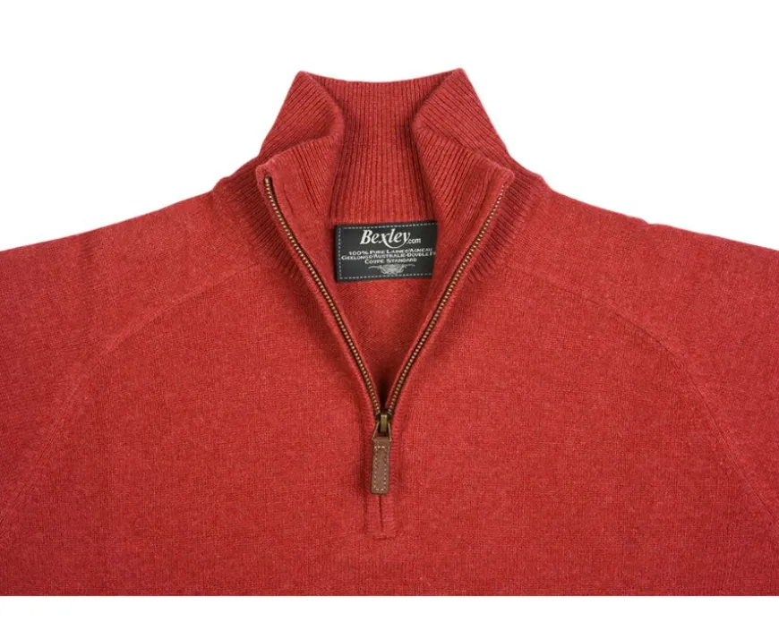 Jersey de hombre de lana con cuello con cremallera Rojo moteado Kenneth-Bexley Sale
