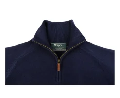 Jersey de hombre de lana con cuello con cremallera Navy Kenneth-Bexley Cheap