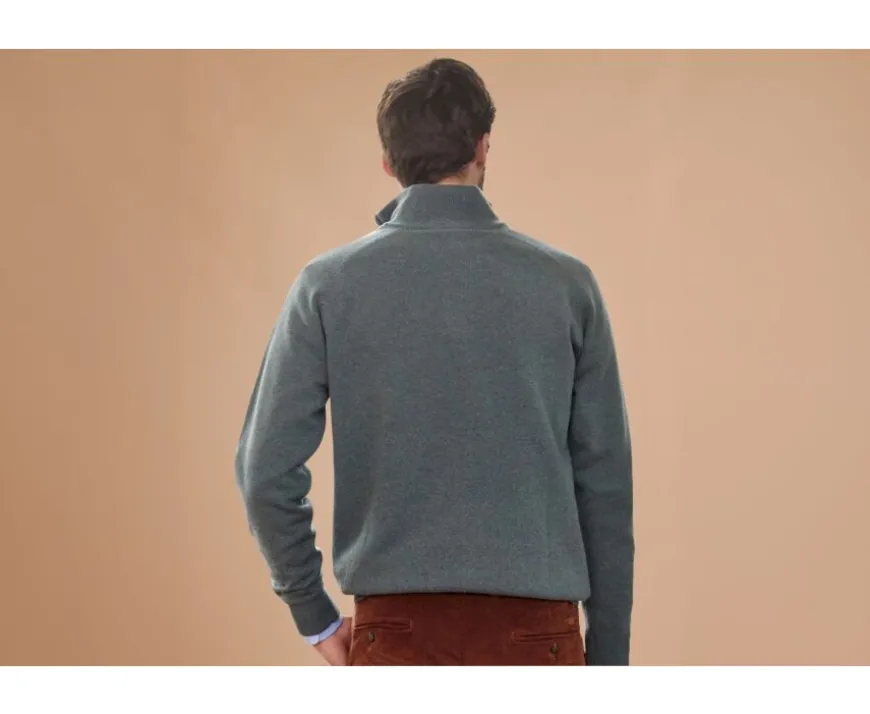 Jersey de hombre de lana con cuello con cremallera Verde Moteado Kenneth-Bexley Outlet