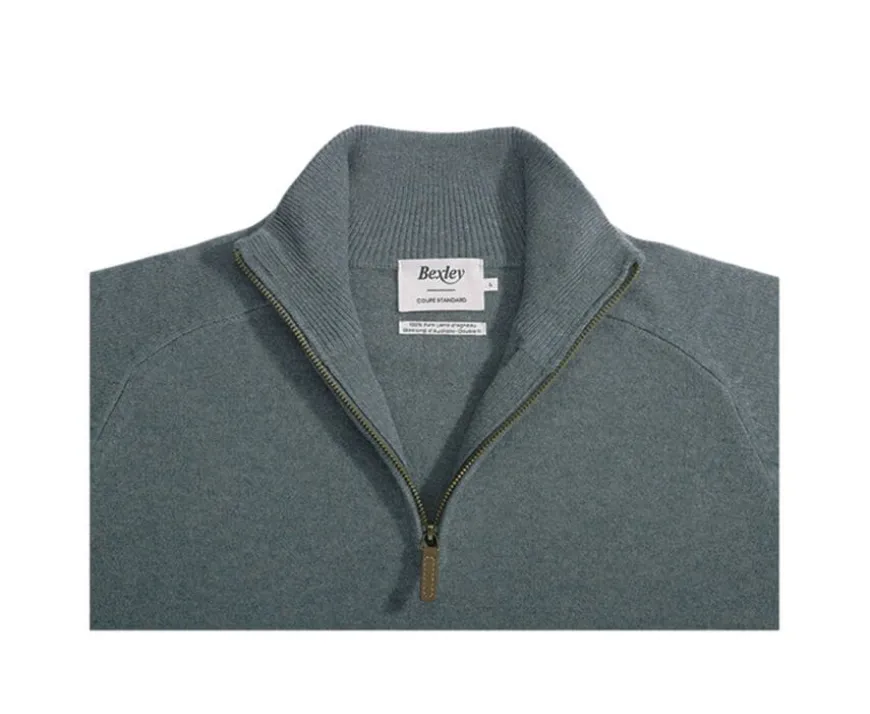 Jersey de hombre de lana con cuello con cremallera Verde Moteado Kenneth-Bexley Outlet