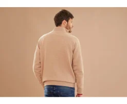 Jersey de hombre de lana con cuello con cremallera Beis moteado Kenneth-Bexley Clearance