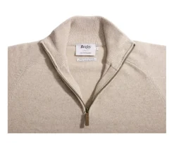 Jersey de hombre de lana con cuello con cremallera Beis moteado Kenneth-Bexley Clearance