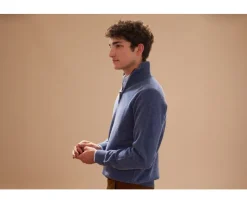 Jersey de hombre de lana con cuello con cremallera Azul oscuro moteado Kenneth-Bexley Clearance