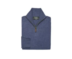 Jersey de hombre de lana con cuello con cremallera Azul oscuro moteado Kenneth-Bexley Clearance