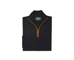 Jersey de hombre de lana con cuello con cremallera Azul marino Keithy-Bexley Clearance