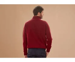 Jersey de hombre de lana con cuello con cremallera Rojo Oscuro Kenneth-Bexley New