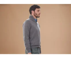 Jersey de hombre de lana con cuello con cremallera Gris moteado Kenneth-Bexley Best Sale