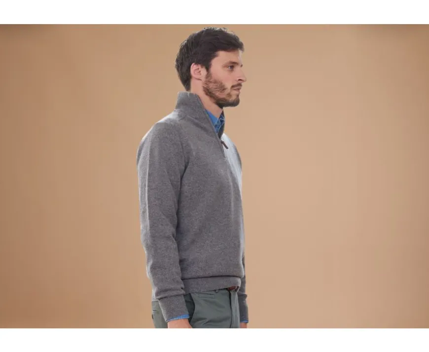 Jersey de hombre de lana con cuello con cremallera Gris moteado Kenneth-Bexley Best Sale