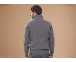 Jersey de hombre de lana con cuello con cremallera Gris moteado Kenneth-Bexley Best Sale