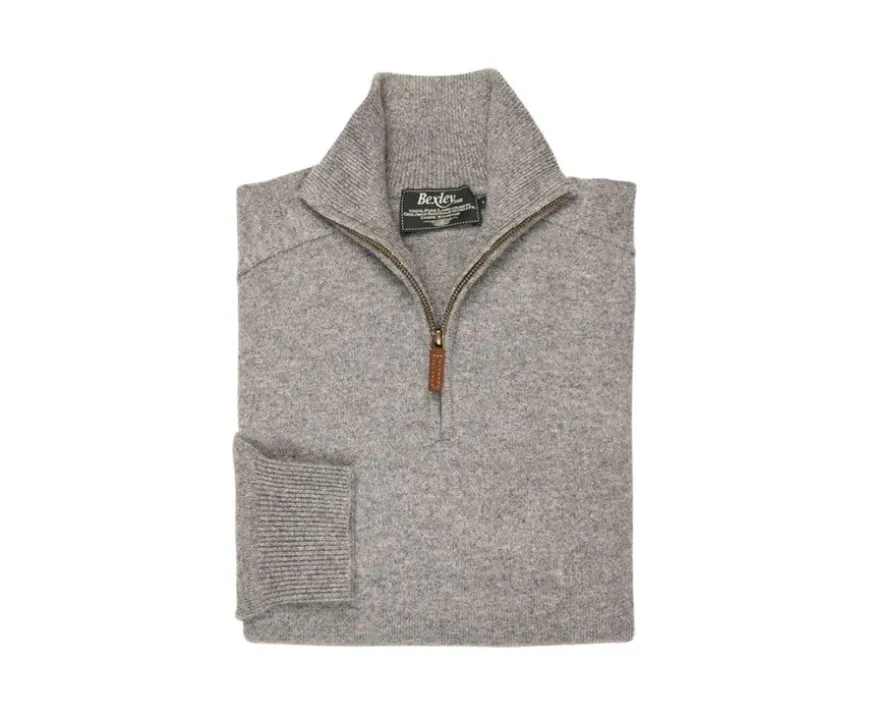 Jersey de hombre de lana con cuello con cremallera Gris moteado Kenneth-Bexley Best Sale