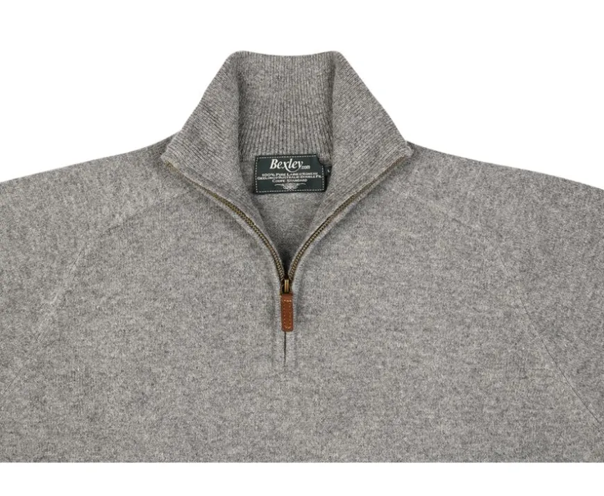 Jersey de hombre de lana con cuello con cremallera Gris moteado Kenneth-Bexley Best Sale