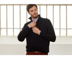 Jersey de hombre de lana con cuello con cremallera Negro Kenneth-Bexley Hot