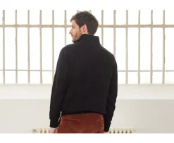 Jersey de hombre de lana con cuello con cremallera Negro Kenneth-Bexley Hot