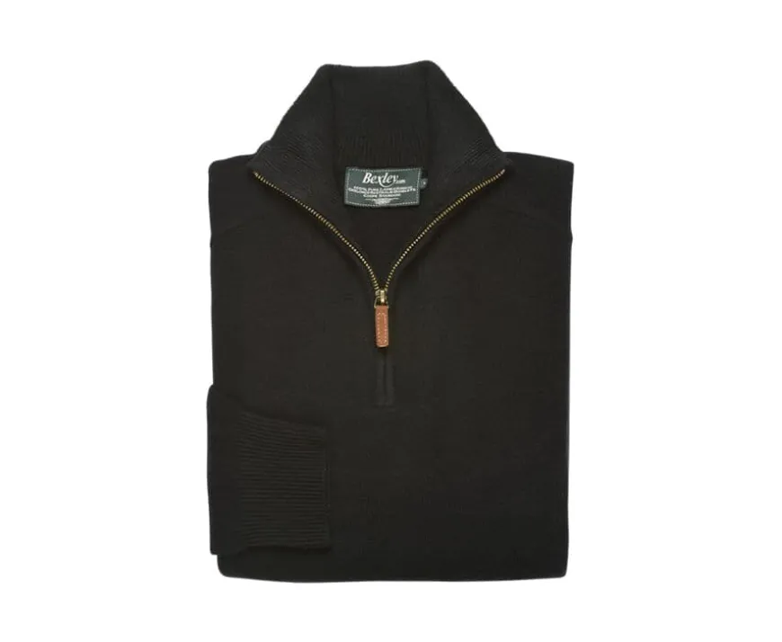 Jersey de hombre de lana con cuello con cremallera Negro Kenneth-Bexley Hot
