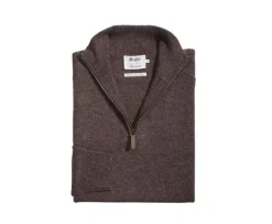 Jersey de hombre de lana con cuello con cremallera Marrón Kenneth-Bexley Flash Sale