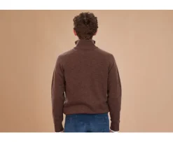 Jersey de hombre de lana con cuello de cremallera Chocolate moteado Kenneth-Bexley Fashion