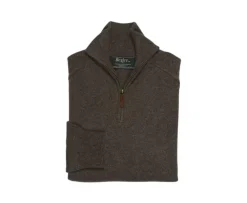 Jersey de hombre de lana con cuello de cremallera Chocolate moteado Kenneth-Bexley Fashion