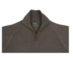 Jersey de hombre de lana con cuello de cremallera Chocolate moteado Kenneth-Bexley Fashion