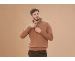 Jersey de hombre de lana con cuello con cremallera Avellana moteado Kenneth-Bexley Best
