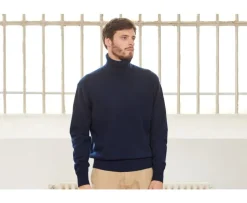 Jersey de lana con cuello alto para hombre Azul Marino Kenneric-Bexley Shop