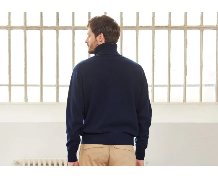 Jersey de lana con cuello alto para hombre Azul Marino Kenneric-Bexley Shop
