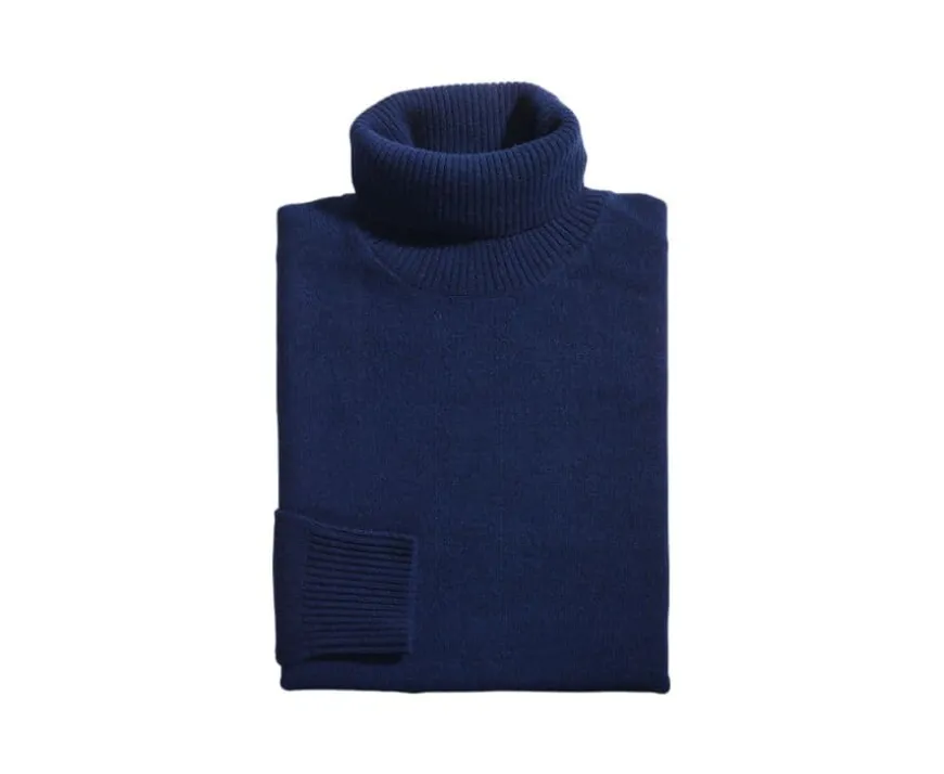 Jersey de lana con cuello alto para hombre Azul Marino Kenneric-Bexley Shop