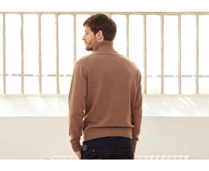 Jersey de lana con cuello alto para hombre Marrón moteado Kenneric-Bexley Shop