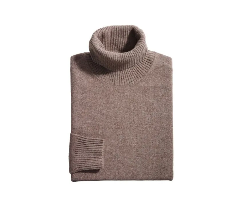 Jersey de lana con cuello alto para hombre Marrón moteado Kenneric-Bexley Shop