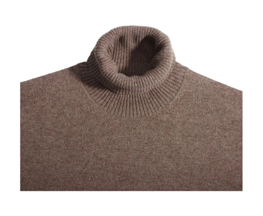 Jersey de lana con cuello alto para hombre Marrón moteado Kenneric-Bexley Shop