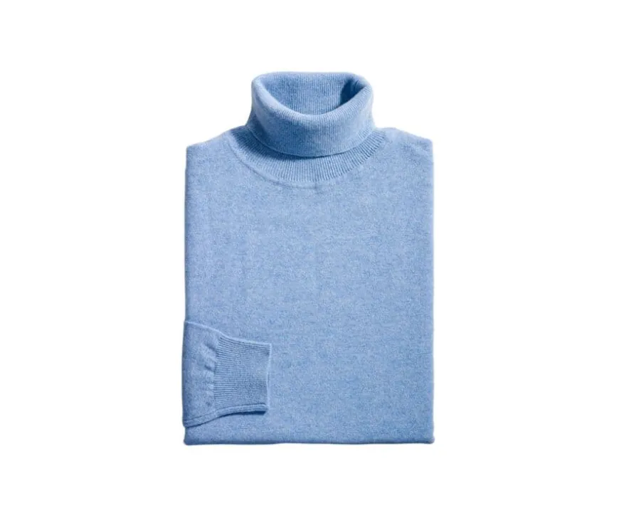 Jersey de lana con cuello alto hombre Azul Moteado Emeric-Bexley Shop