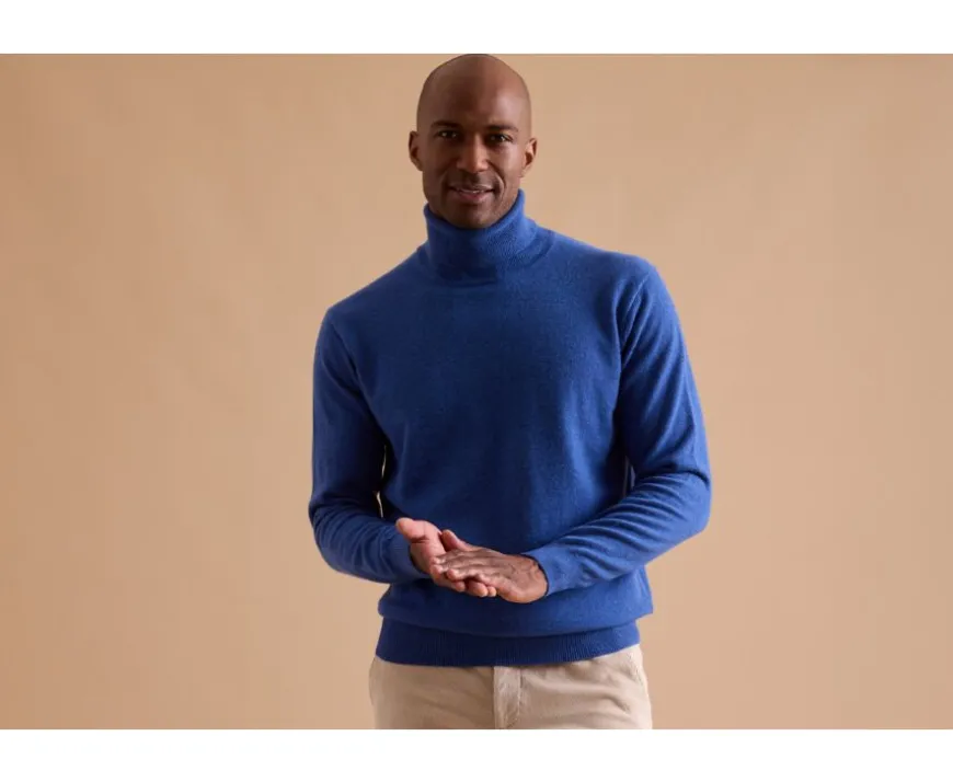 Jersey de lana con cuello alto hombre Azul Jean Moteado Emeric-Bexley Flash Sale