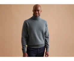 Jersey de lana con cuello alto para hombre Verde moteado Kenneric-Bexley Cheap