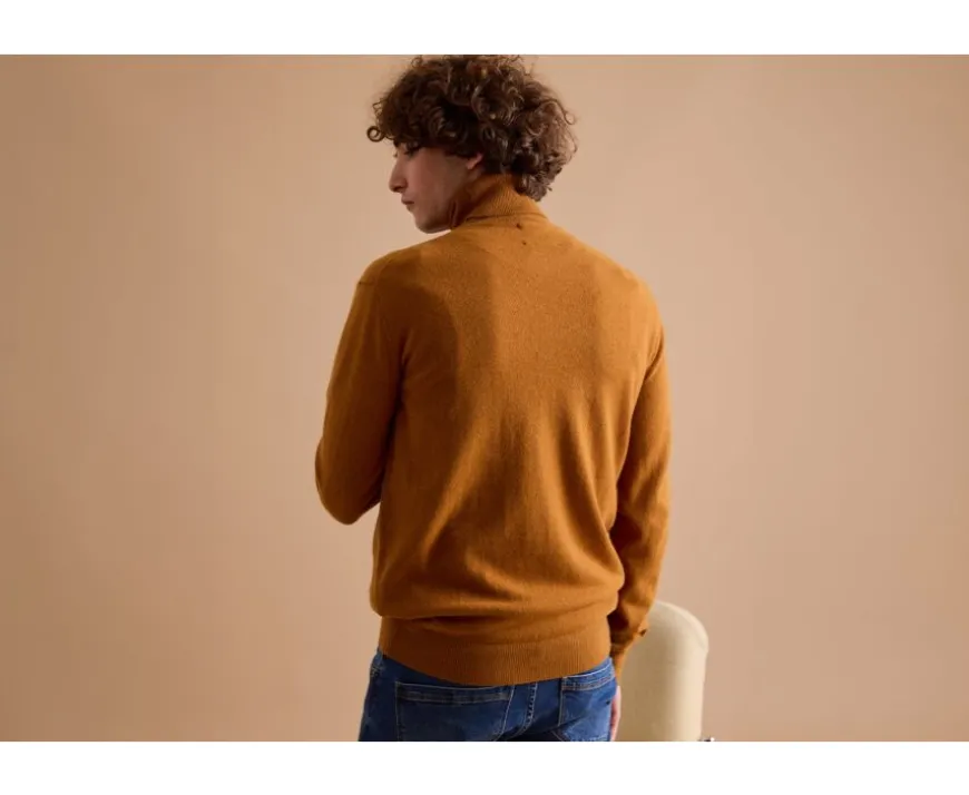 Jersey de lana con cuello alto hombre Mostaza Emeric-Bexley Fashion