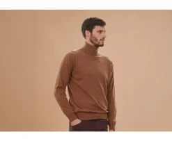Jersey de lana con cuello alto hombre Avellana Moteado Emeric-Bexley Flash Sale