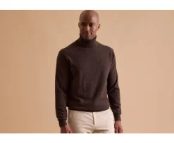 Jersey de lana con cuello alto hombre Chocolate Oscuro Emeric-Bexley New