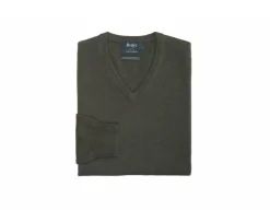 Jersey de lana con cuello de pico para hombre Verde Elian-Bexley Sale