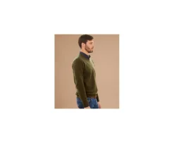 Jersey de lana con cuello de pico para hombre Verde Elian-Bexley Sale
